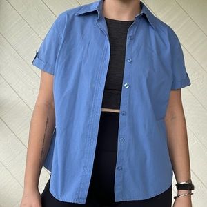 Vintage Erika & co Short Sleeve cornflower blue button down